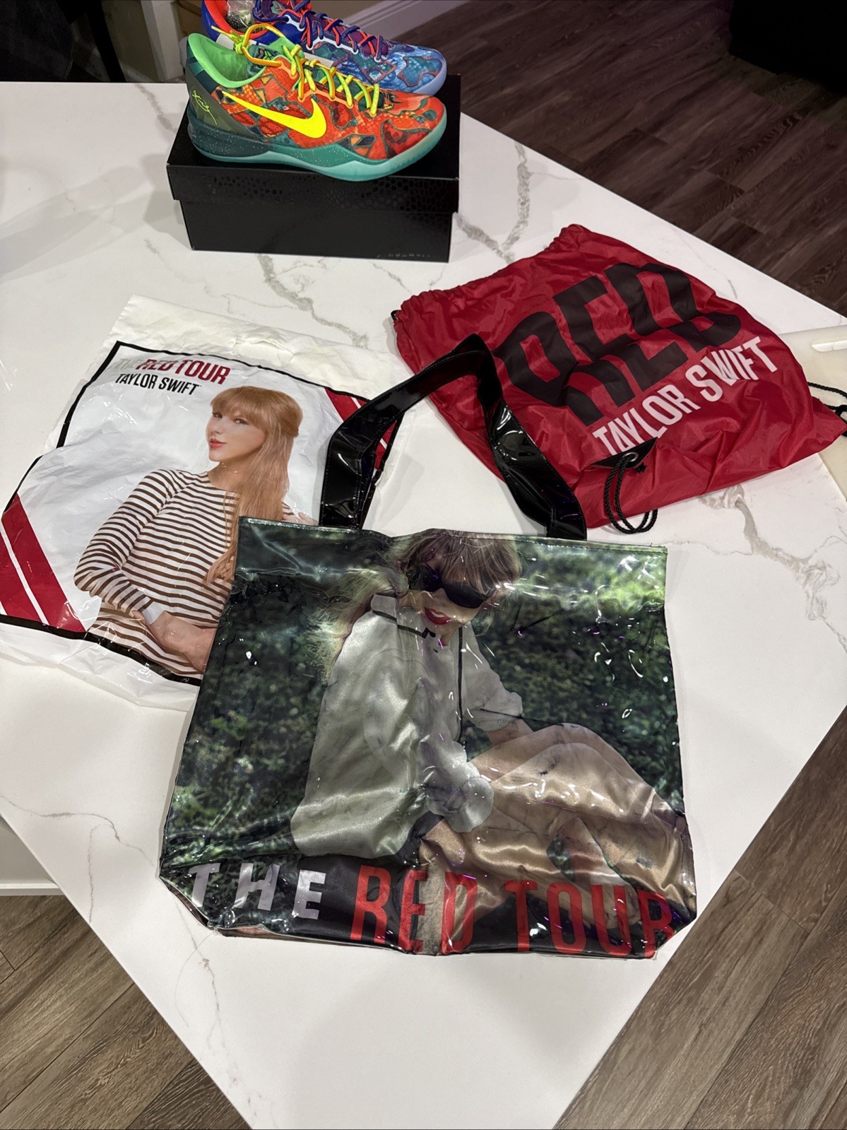 Taylor Swift Official THE RED TOUR Concert VIP Vinyl Tote Bag Plastic Drawstring