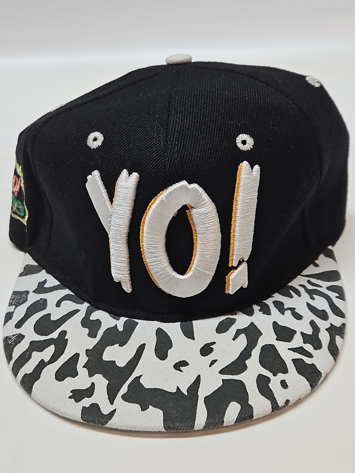 Vintage 90s Yo MTV Raps Snapback Hat Black Cheetah Print Underbrim Hip Hop…