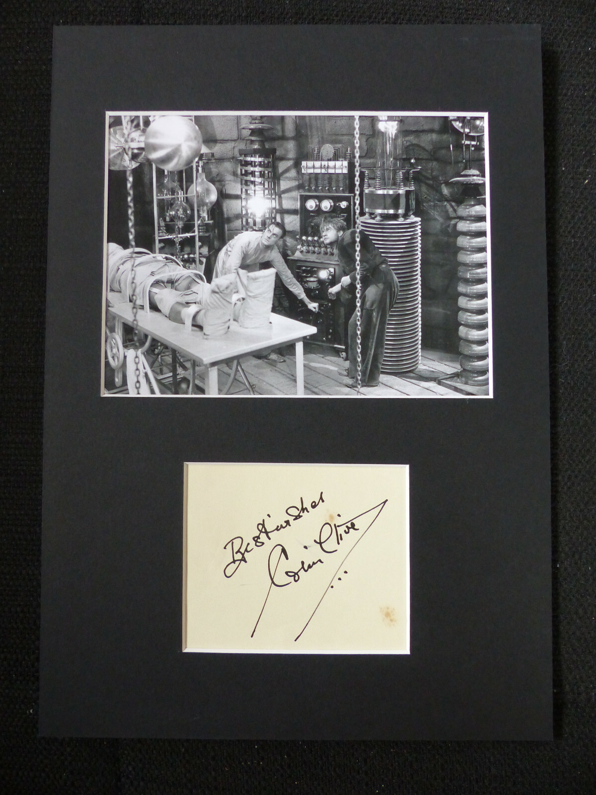 COLIN CLIVE signed 8×12 FRANKENSTEIN 1931 autograph matted LOOK