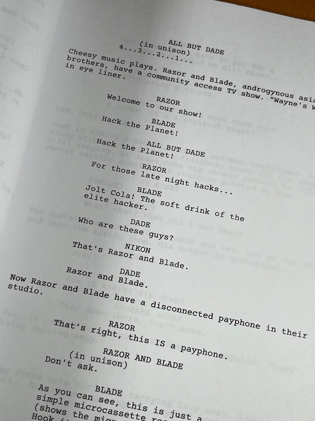 Hackers Script Signed- Autograph Reprints- Angelina Jolie- Hack the Planet