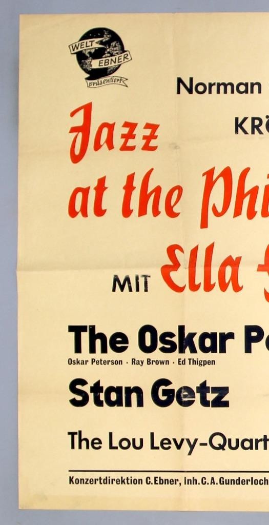 JAZZ AT THE PHILHARMONIC – rare vintage original Frankfurt 1959 concert poster