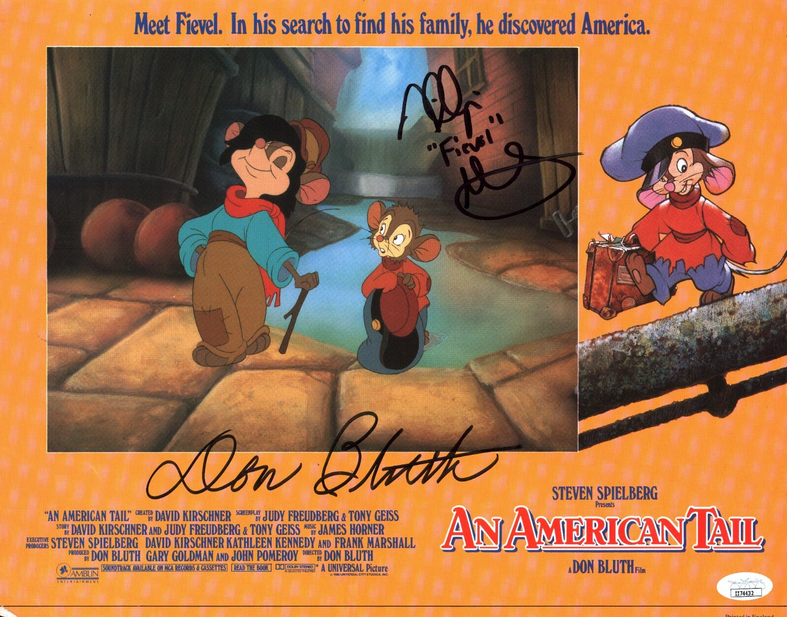 An American Tail Signed Glasser Bluth 11×14 Lobby Card Photo JSA Certified