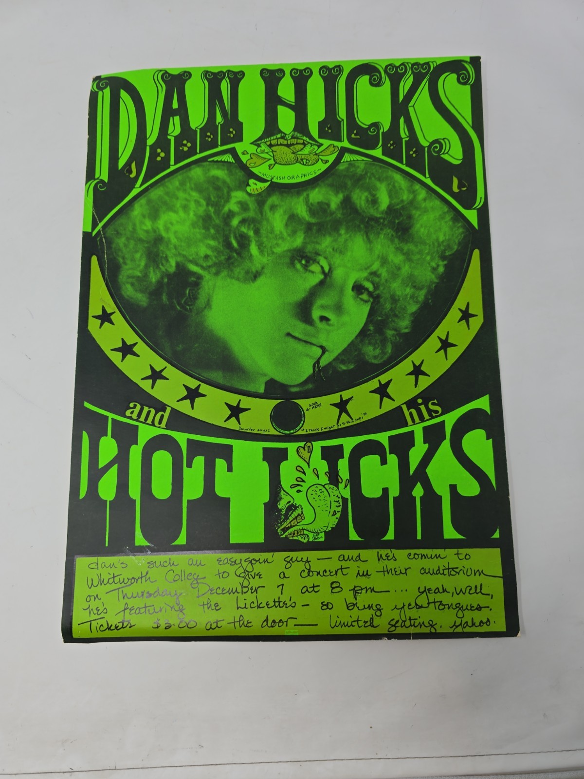 DAN HICKS And His HOT LICKS Original Concert Poster ORIGINAL 14 X 10