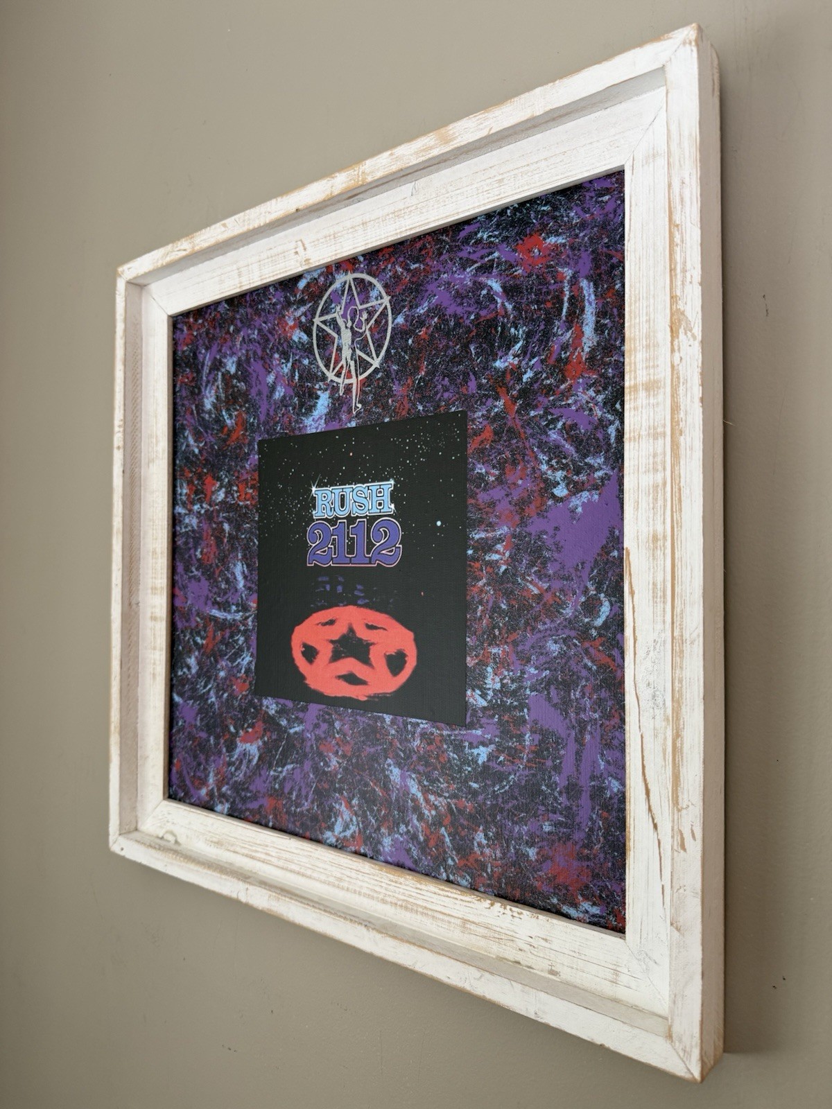 Rush 2112 Framed Wall Art – Handmade Abstract Mixed Media Rock Album Art 20”x 20