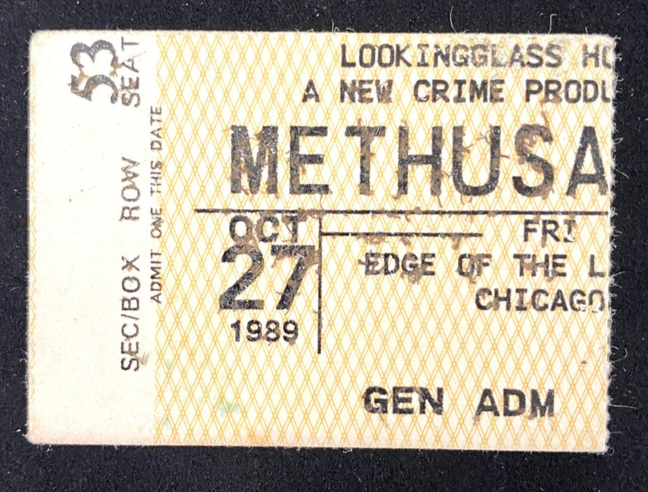 LOOKING GLASS THEATER? METHUSA OCTOBER 27, 1989 CHICAGO UNKOWN TICKET STUB VTG