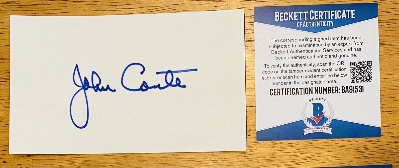 John Conte Signed Autographed 3×5 Card BAS Beckett Cert Man With The Golden Arm