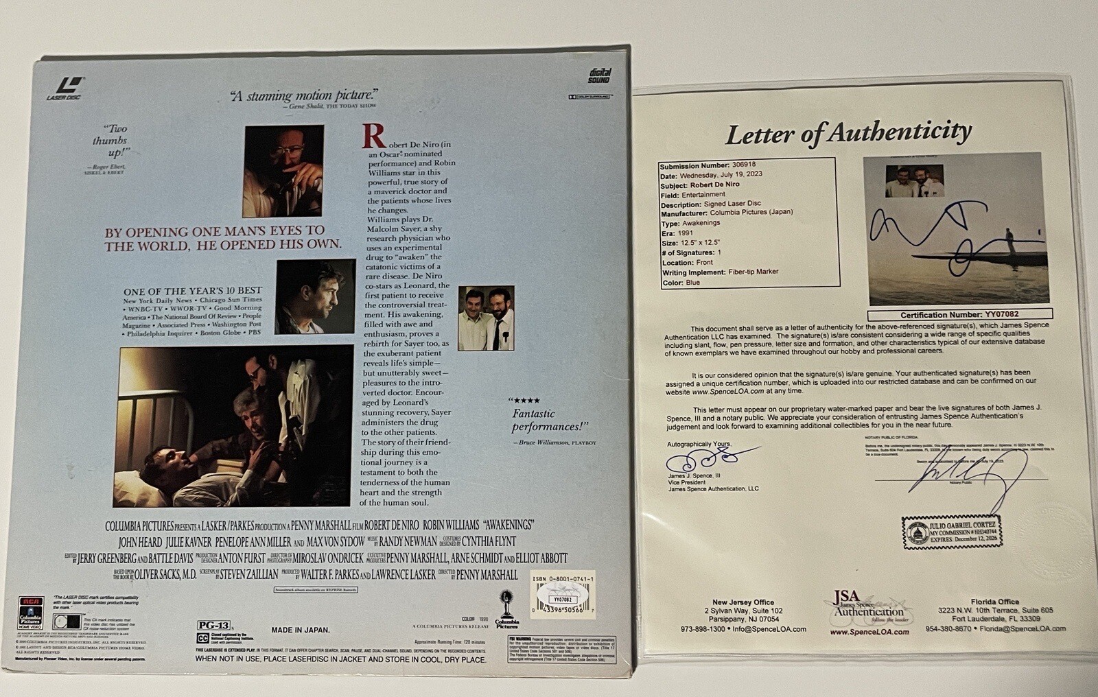 ROBERT DE NIRO SIGNED AWAKENINGS VINYL RECORD ALBUM LP + JSA LOA