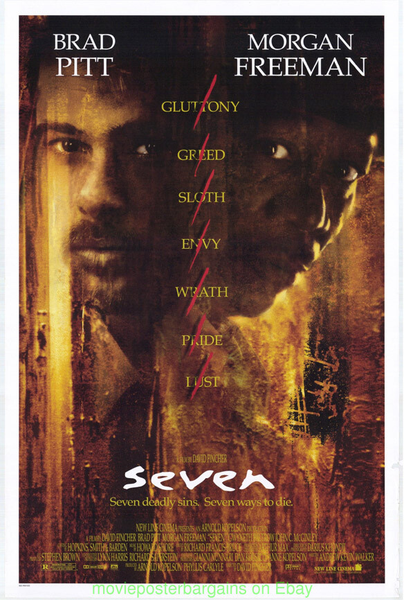 SEVEN MOVIE POSTER Original SS 27×41 BRAD PITT MORGAN FREEMAN GWENETH PALTROW