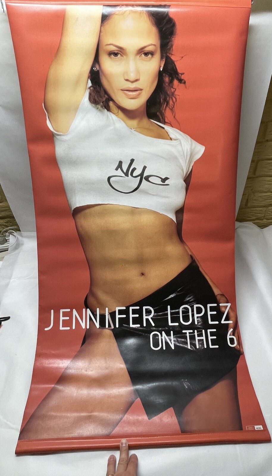 Vtg 1998 J-LO Jennifer Lopez On The 6 Double Sided Vinyl Promo Banner Flag