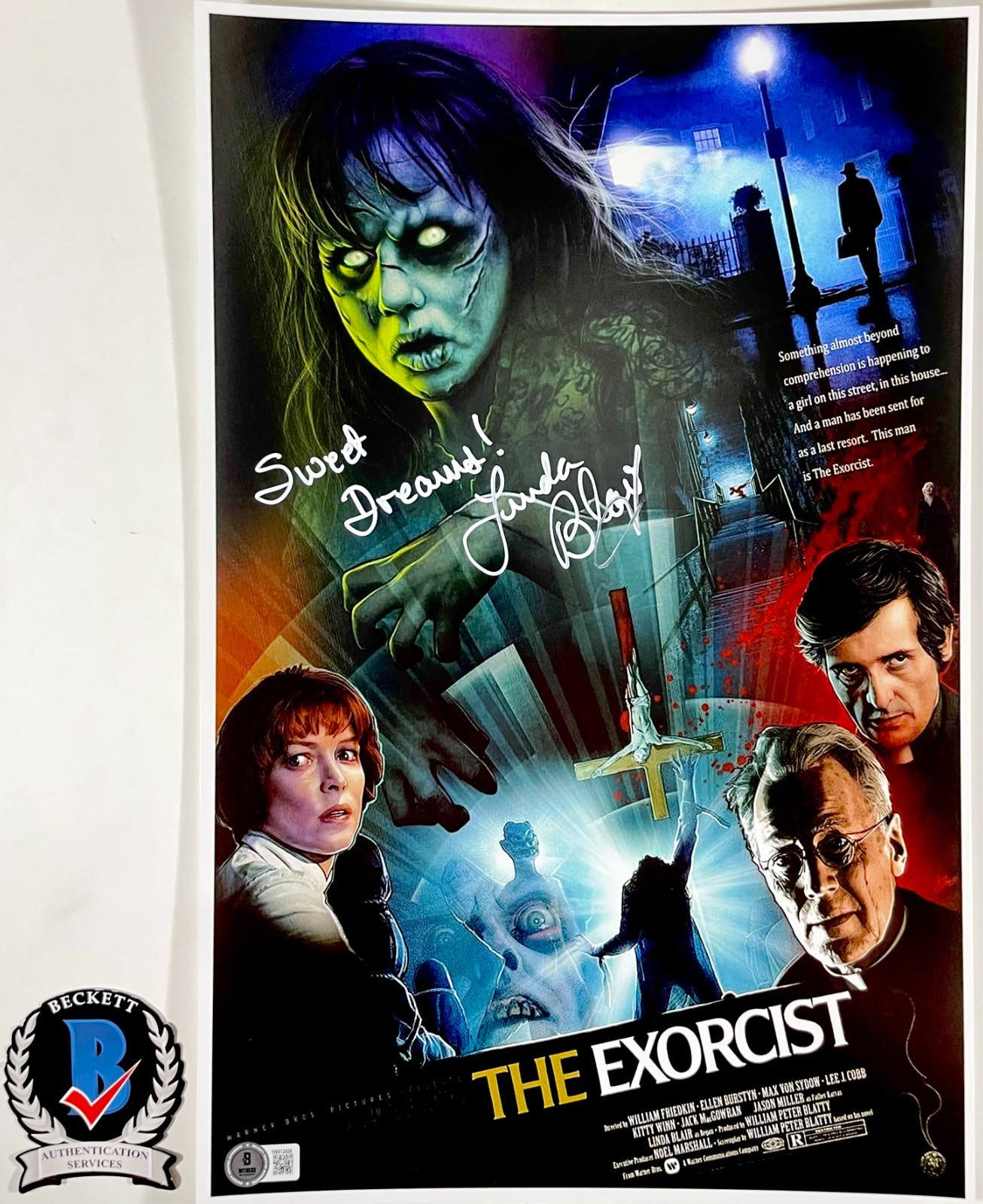 Linda Blair Signed The Exorcist 11×17 Movie Poster Authentic Autograph BAS COA