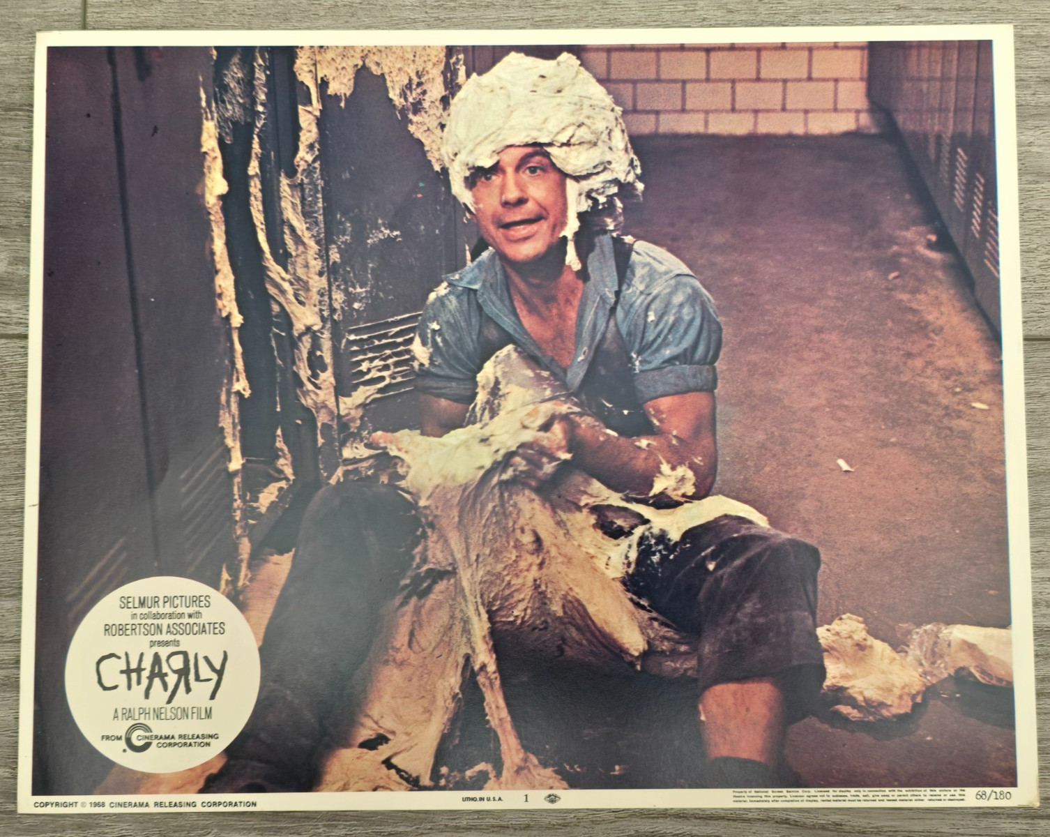 Vintage 1968 CHARLY Movie Theater Film Lobby Card 14×11 Cliff Robertson Academy