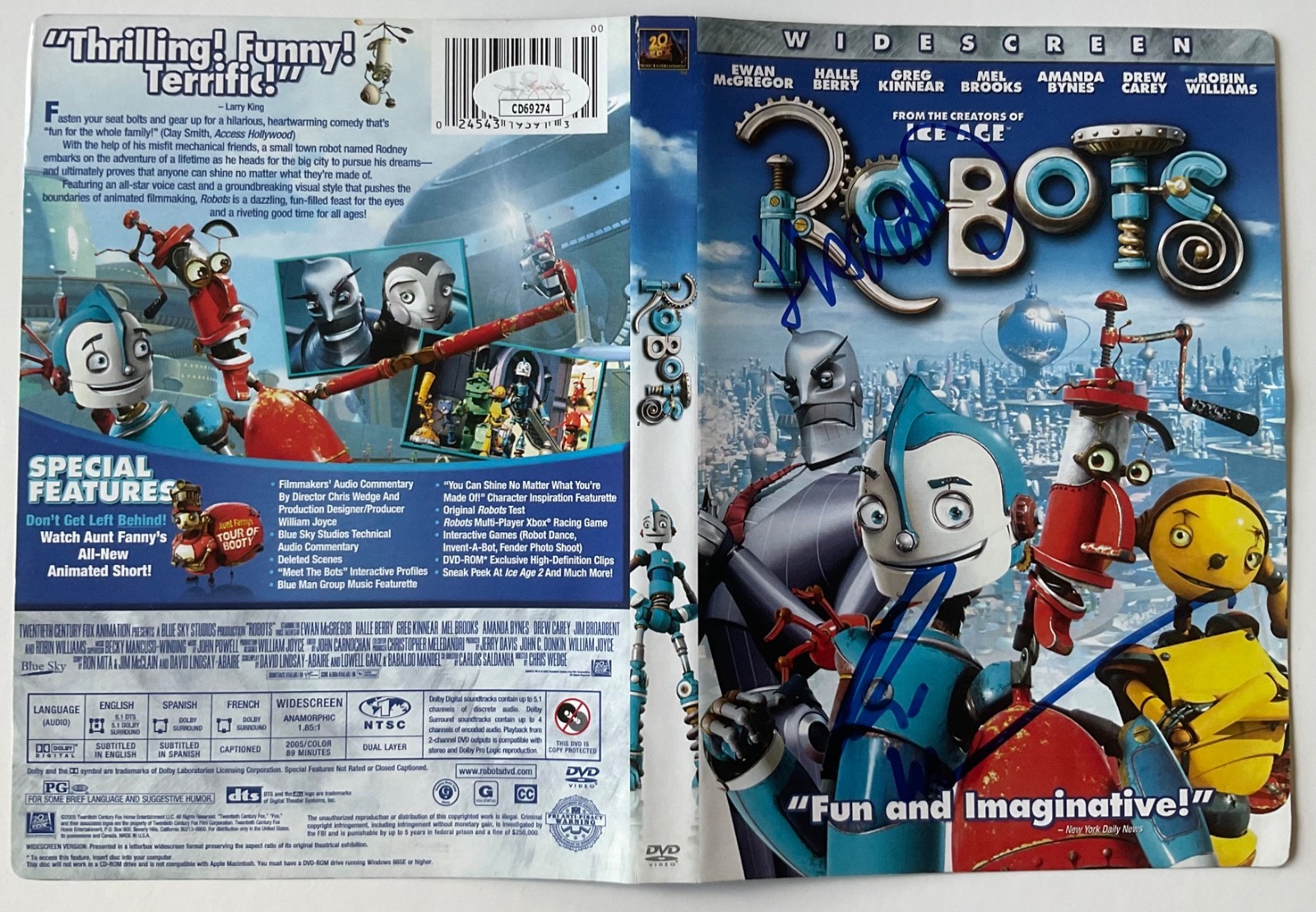 Robots Robin Williams Harland Williams Signed Autographed DVD Cover JSA COA