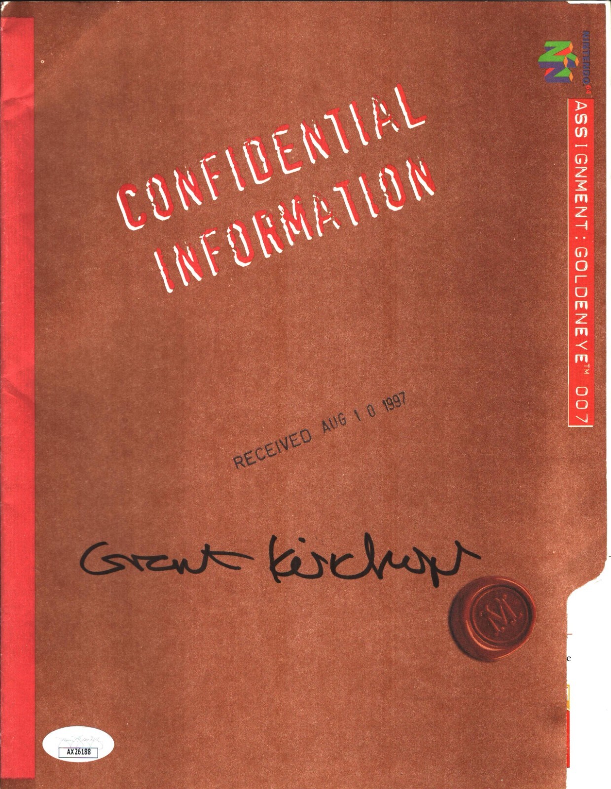 Grant Kirkhope Signed Promotional Dossier GoldenEye 007 N64 Composer JSA COA