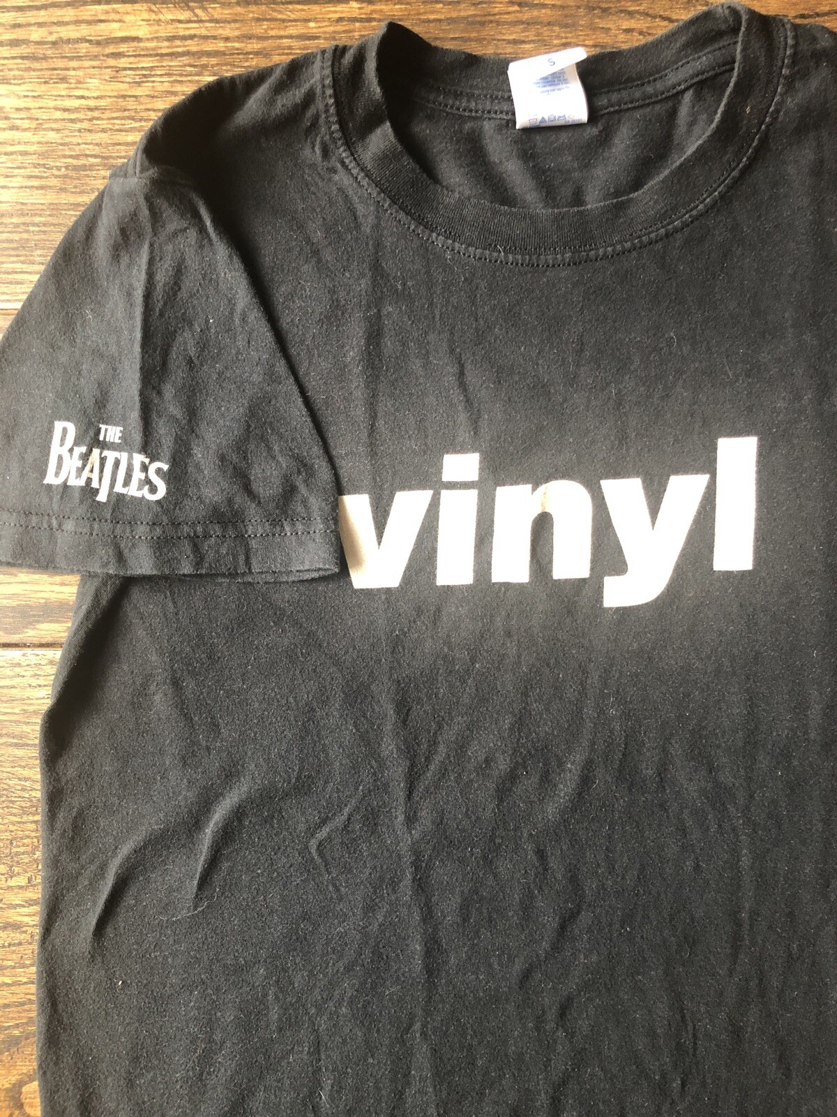 The Beatles VINYL promo promotional T tee shirt LONG PLAY 33 1/3rpm 2012 S Small