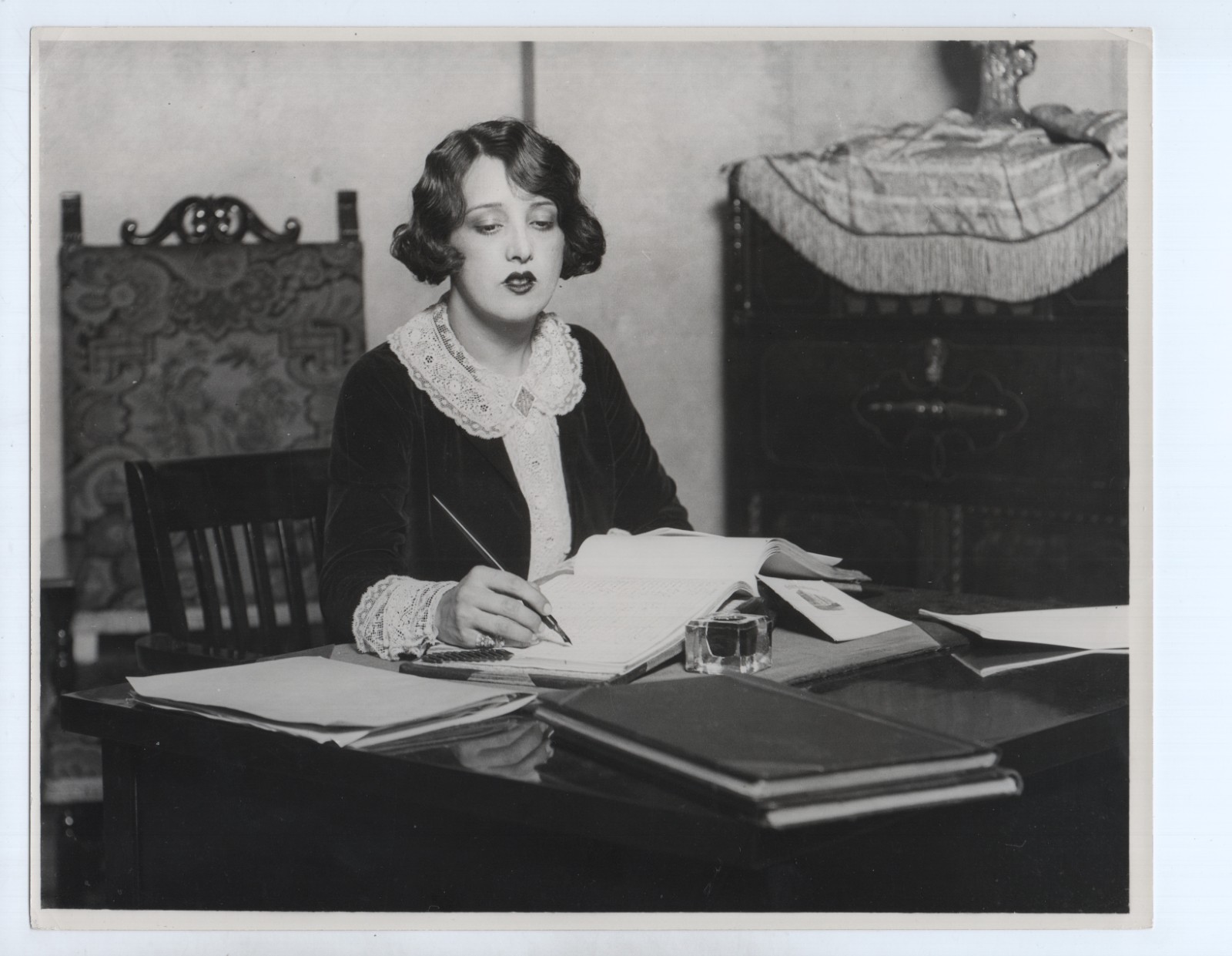 Estelle Taylor Writing at Desk Orig 1920s 8×10 Photo