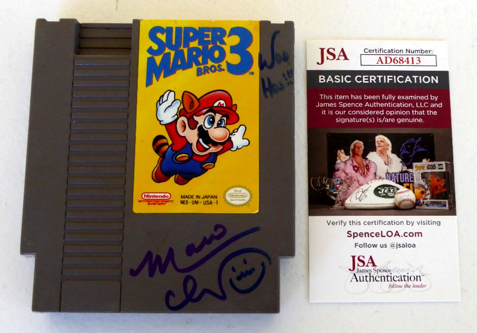 Charles Martinet Signed Super Mario Bros 3 NES Nintendo Game Cartridge JSA COA