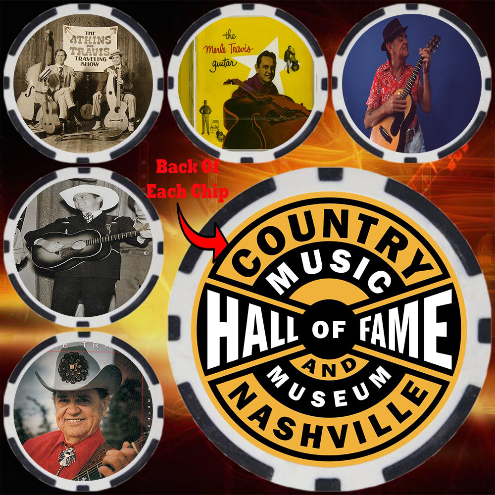 MERLE TRAVIS – COUNTRY MUSIC HALL OF FAMER – COLLECTABLE COIN SET (5)