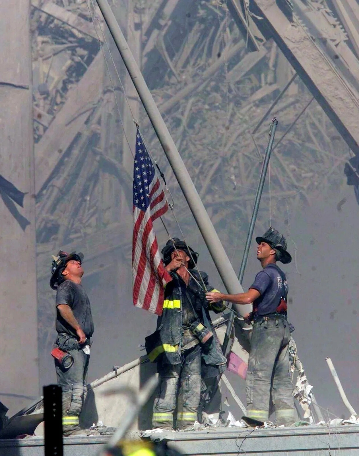 New York Firefighters Raising Flag 911 8×10 Picture Celebrity Print