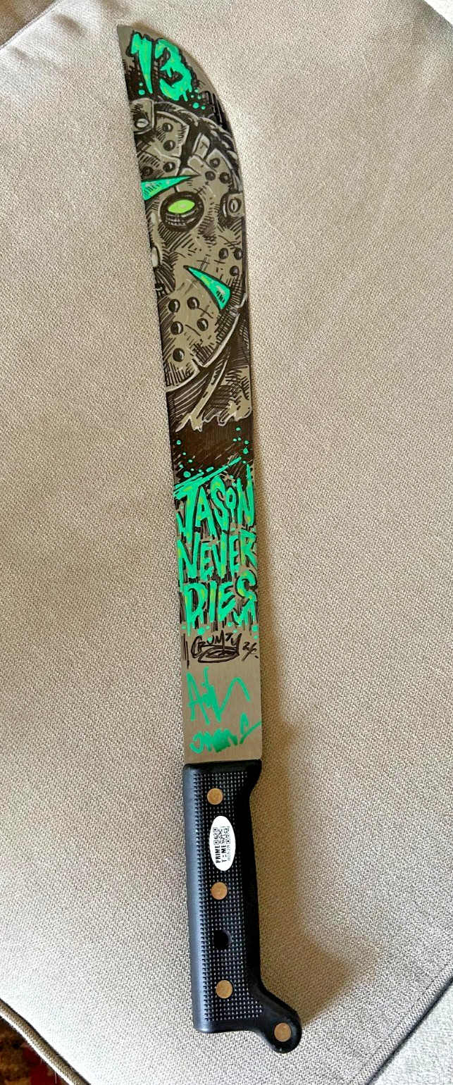 Ari Lehman Signed Custom Art Machete Friday The 13th Ice Nine Kills Crumpy COA