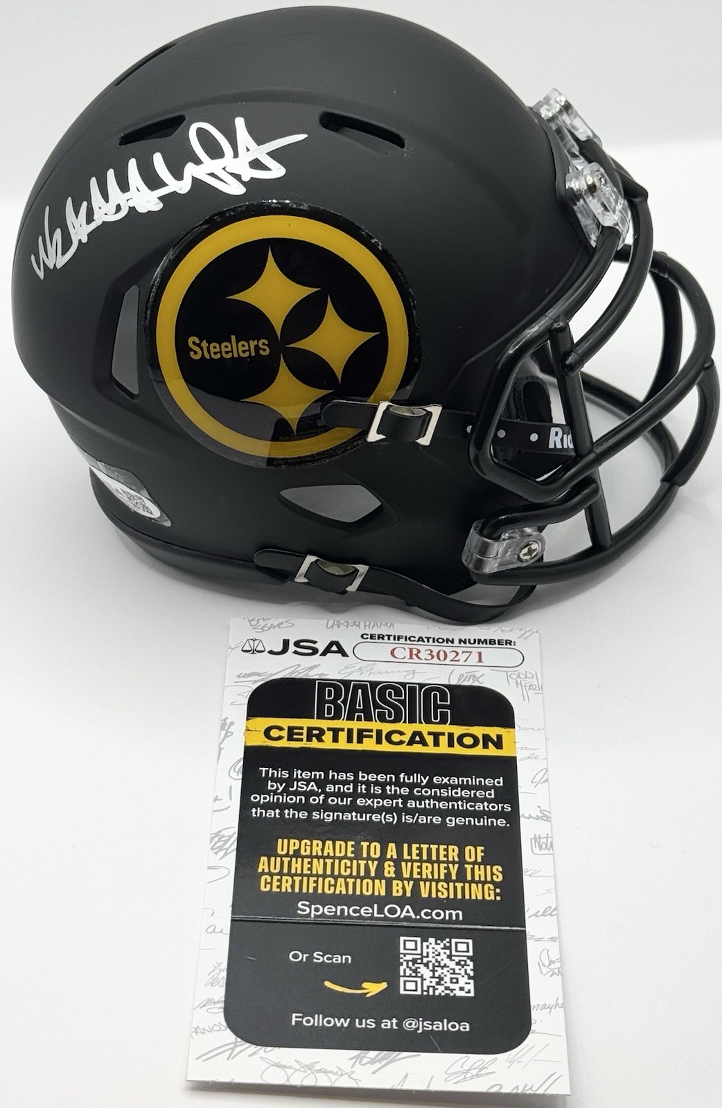WIZ KHALIFA RAPPER SIGNED AUTOGRAPHED PITTSBURGH STEELERS MINI HELMET JSA COA