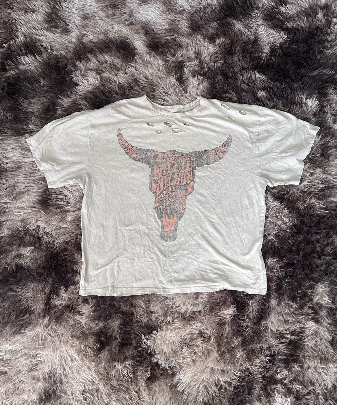 Willie Nelson Country Music Distressed Graphic T-Shirt L/XL Reproduction