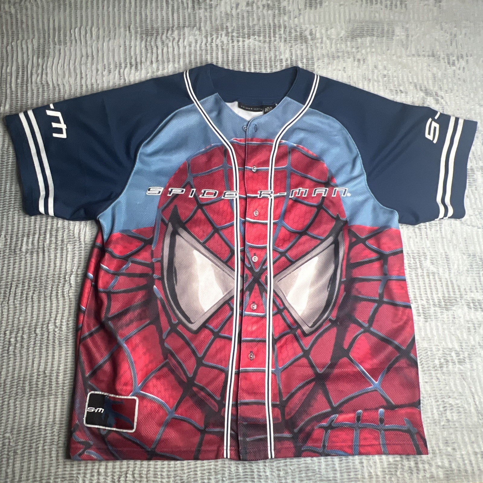 VINTAGE 2003 MARVEL SPIDERMAN AUTHENTIC MOVIE BASEBALL STYLE JERSEY Size XL