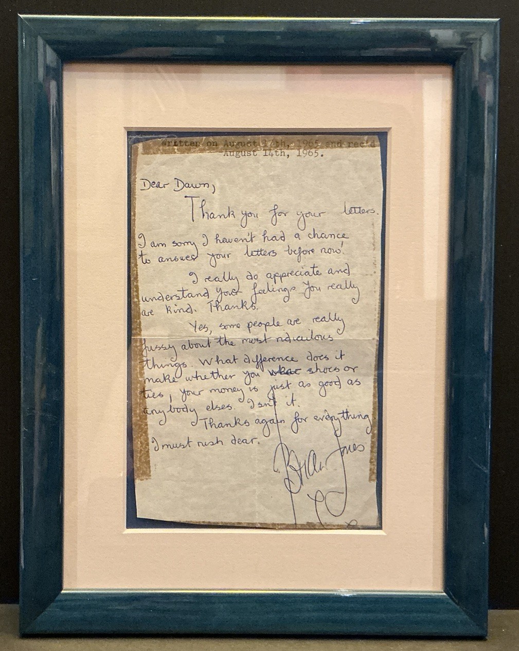 Former Rolling Stones Member Brian Jones Signed Letter From 1965, Authenticated