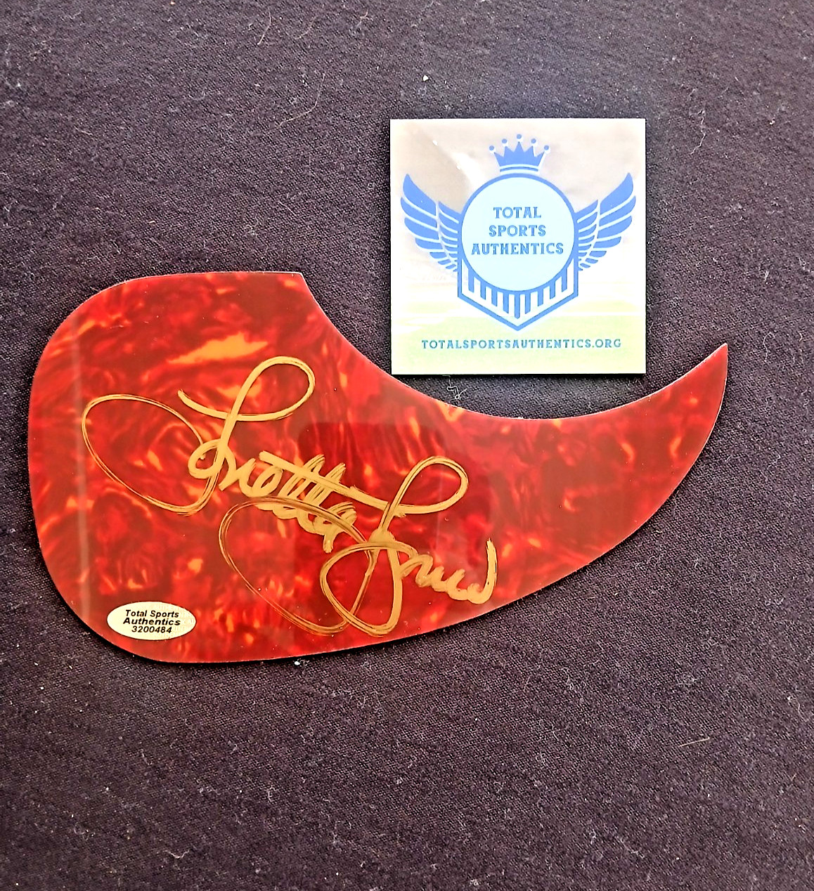 Loretta Lynn Hand Signed Guitar Pick Guard with COA Classic Country Gold Queen