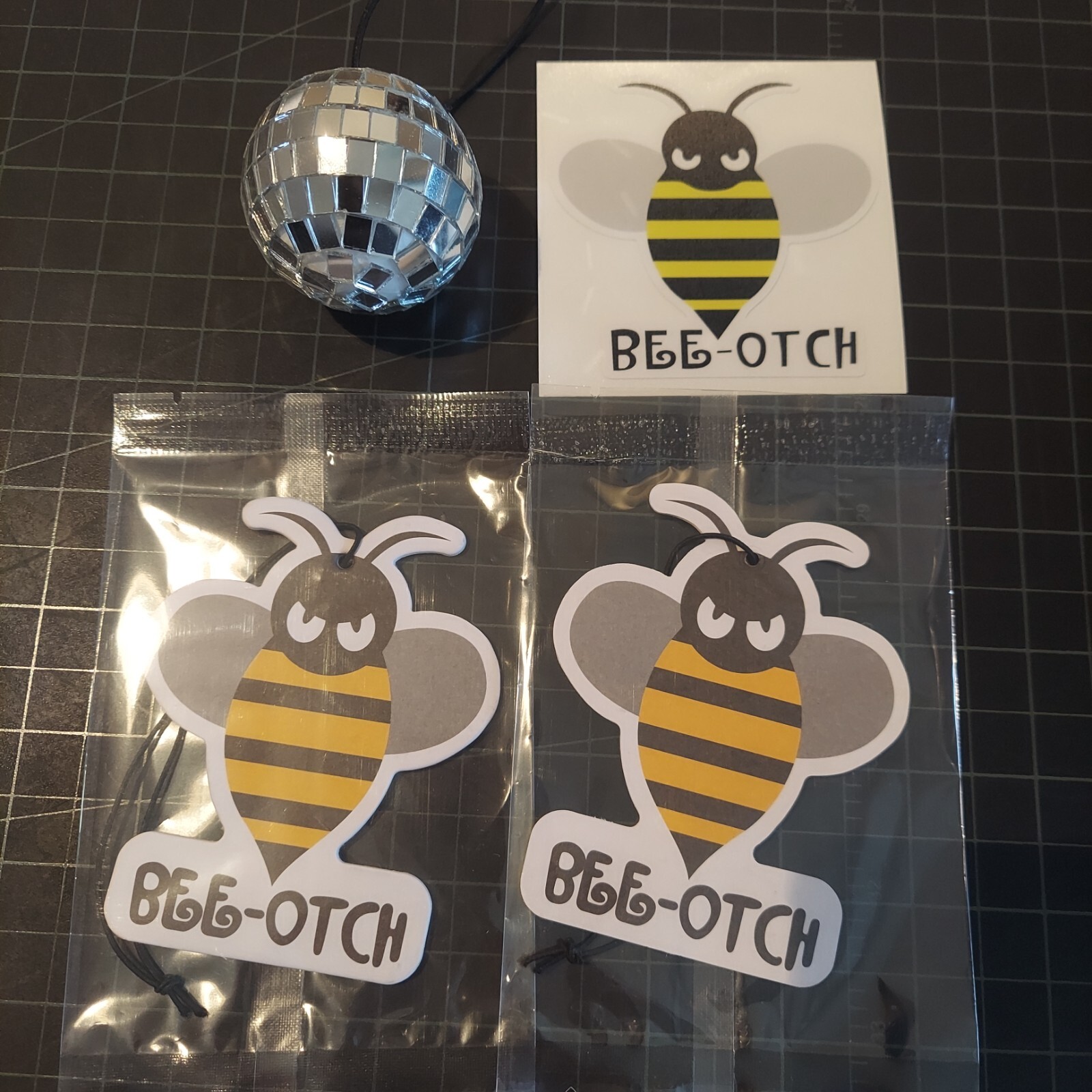 BEE OTCH BEEOTCH BUMBLEBEE TRANSFORMERS AIR FRESHENER DISCO BALL BONUS COMBO
