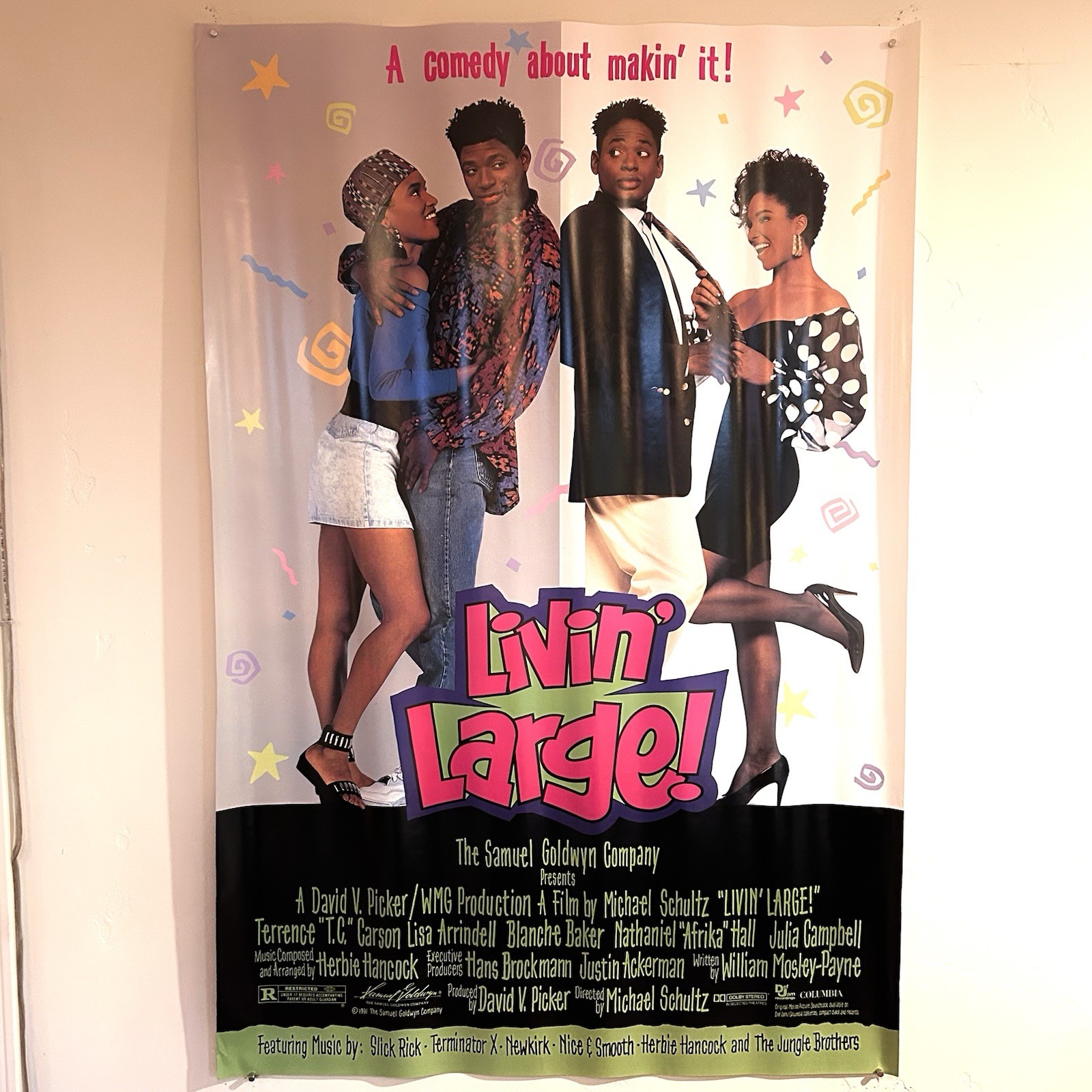LIVIN’ LARGE 1991 Herbie Hancock Movie Poster DS One Sheet 26 3/4” x 40” NM