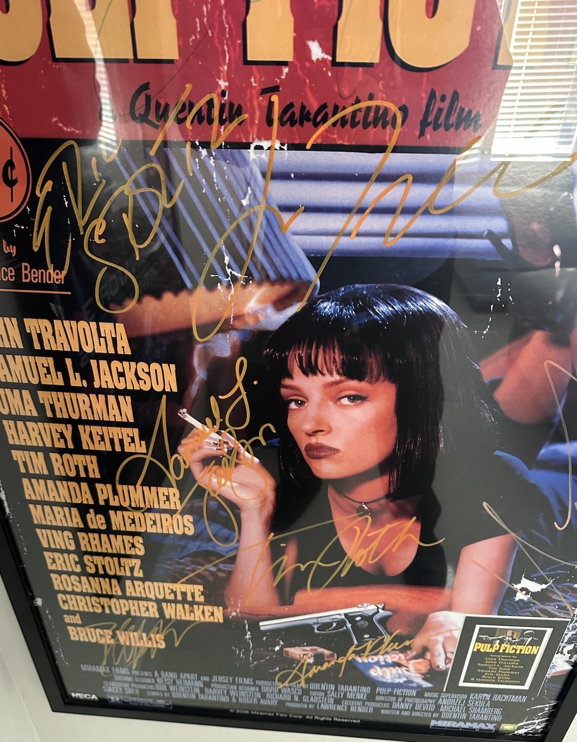 “Pulp Fiction” SALE 24″ x 36″ Movie Poster COA Cast SIGN +Tarentino RARE CLASSIC