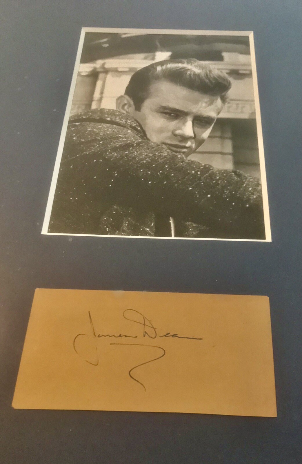 Authentic James Dean Autograph Hand Signed Cut Auto in Frame