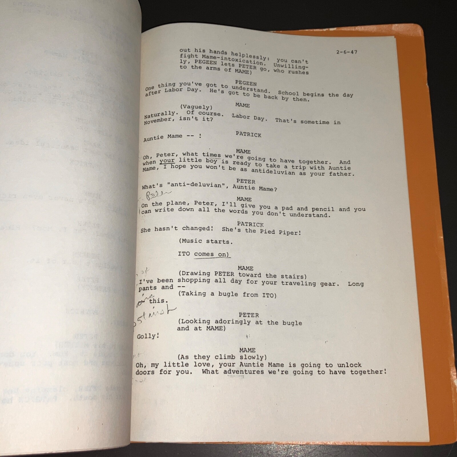 Mame Broadway Play Script Musical Original Production Script Angela Lansbury COA