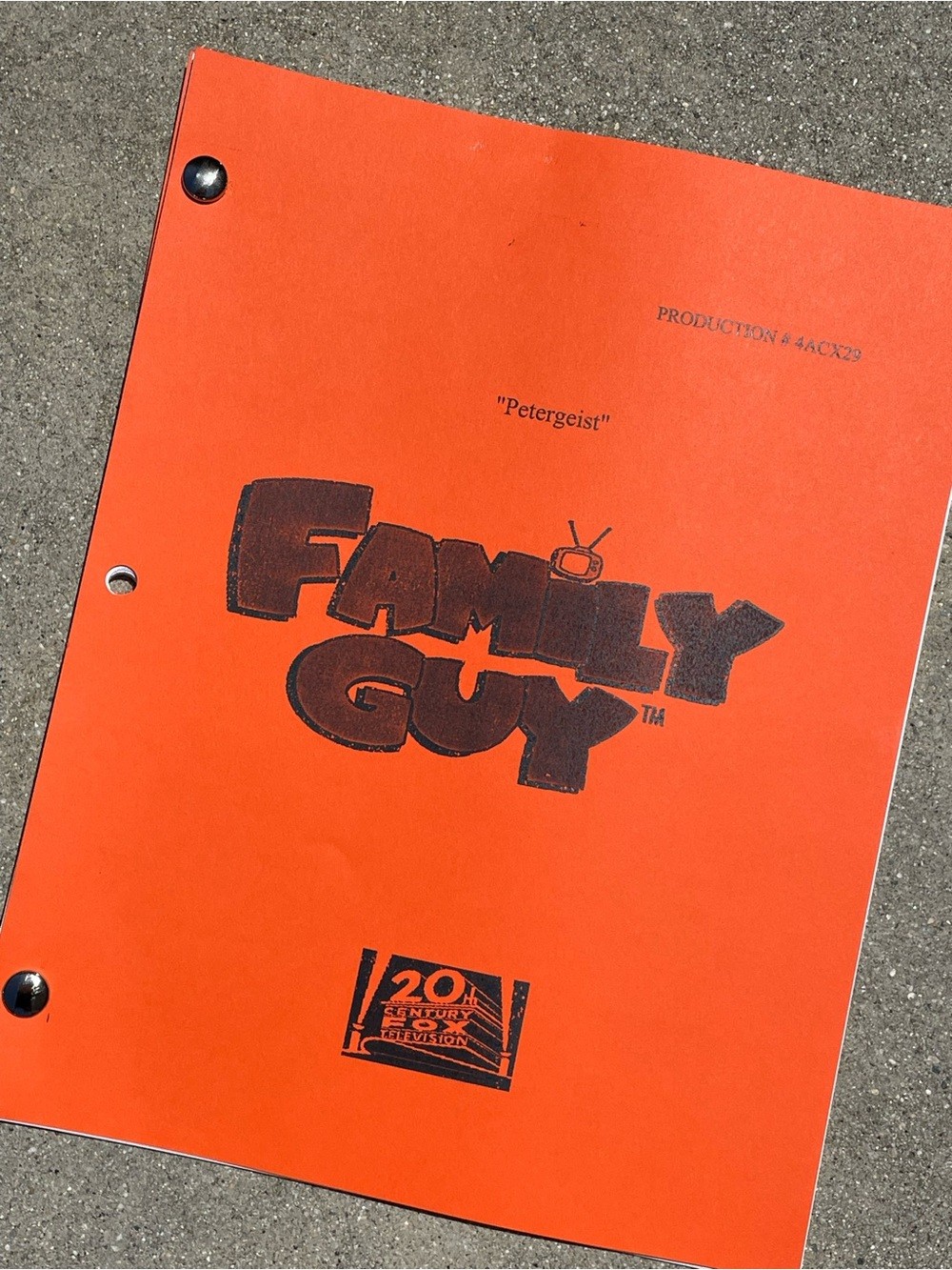 Family Guy 2005 Petergeist Production Used Table Draft Script ICONIC Parody Ep!