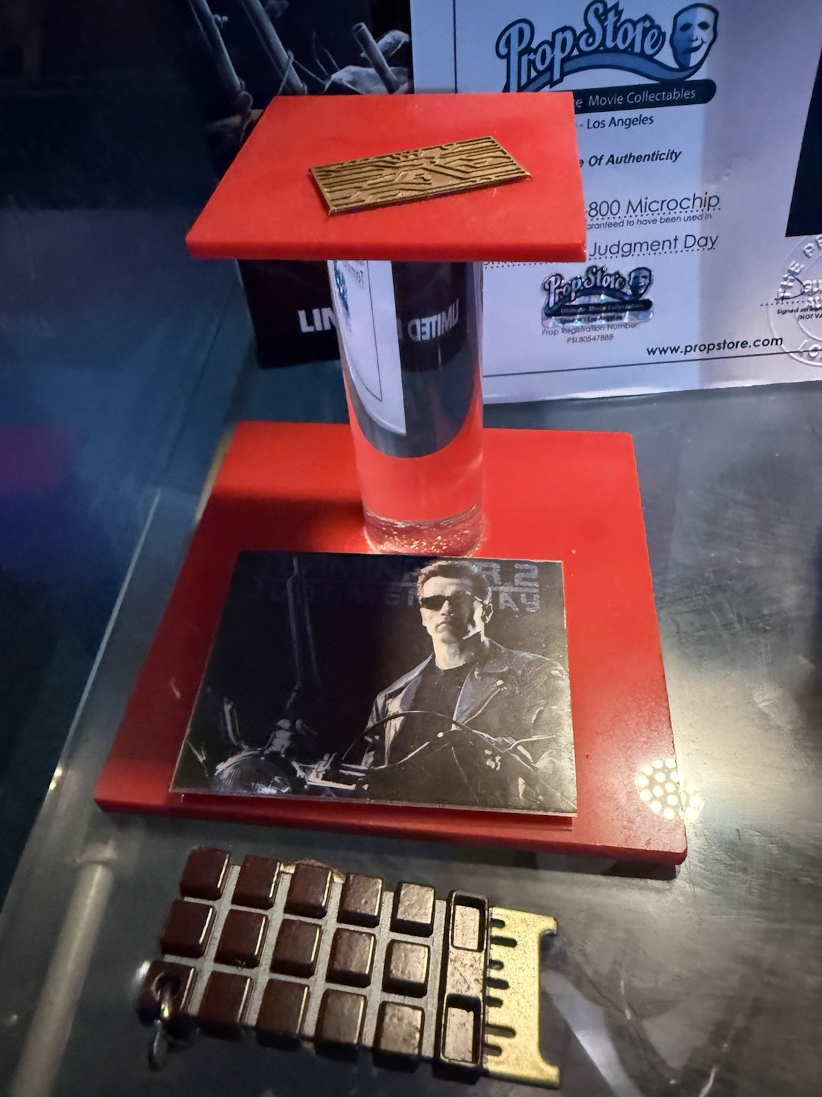 propstore COA prototype T2 judgement day production prop with stand and replica