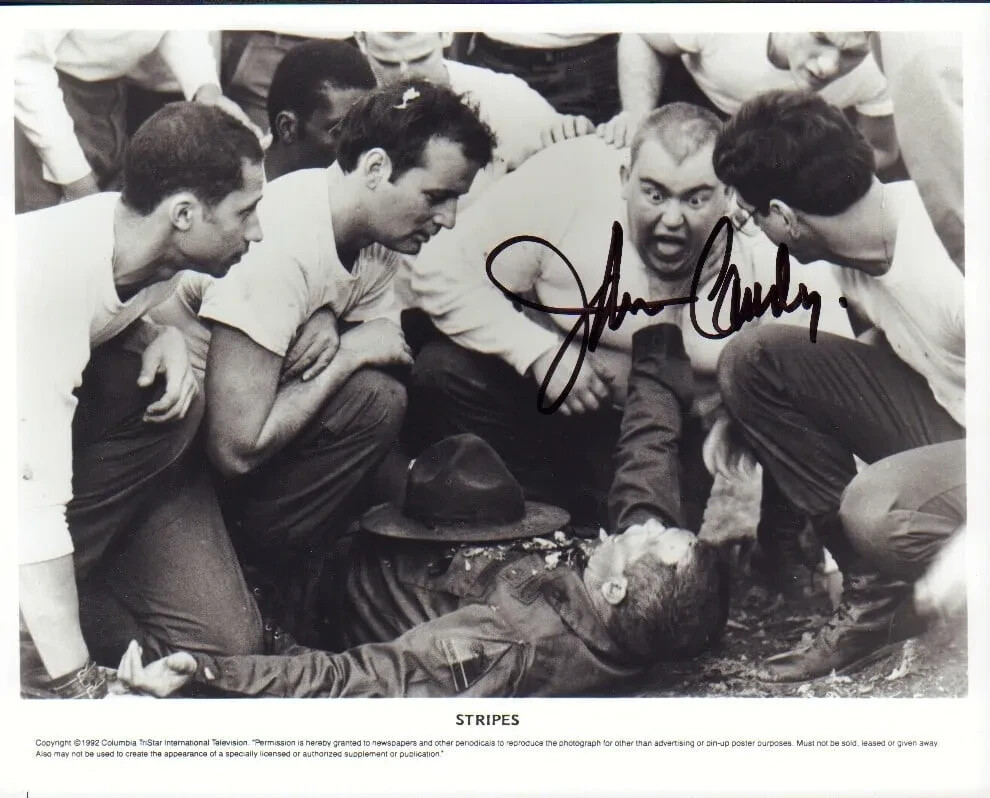 John Candy Signed Stripes Photo with Bill Murray POP COA