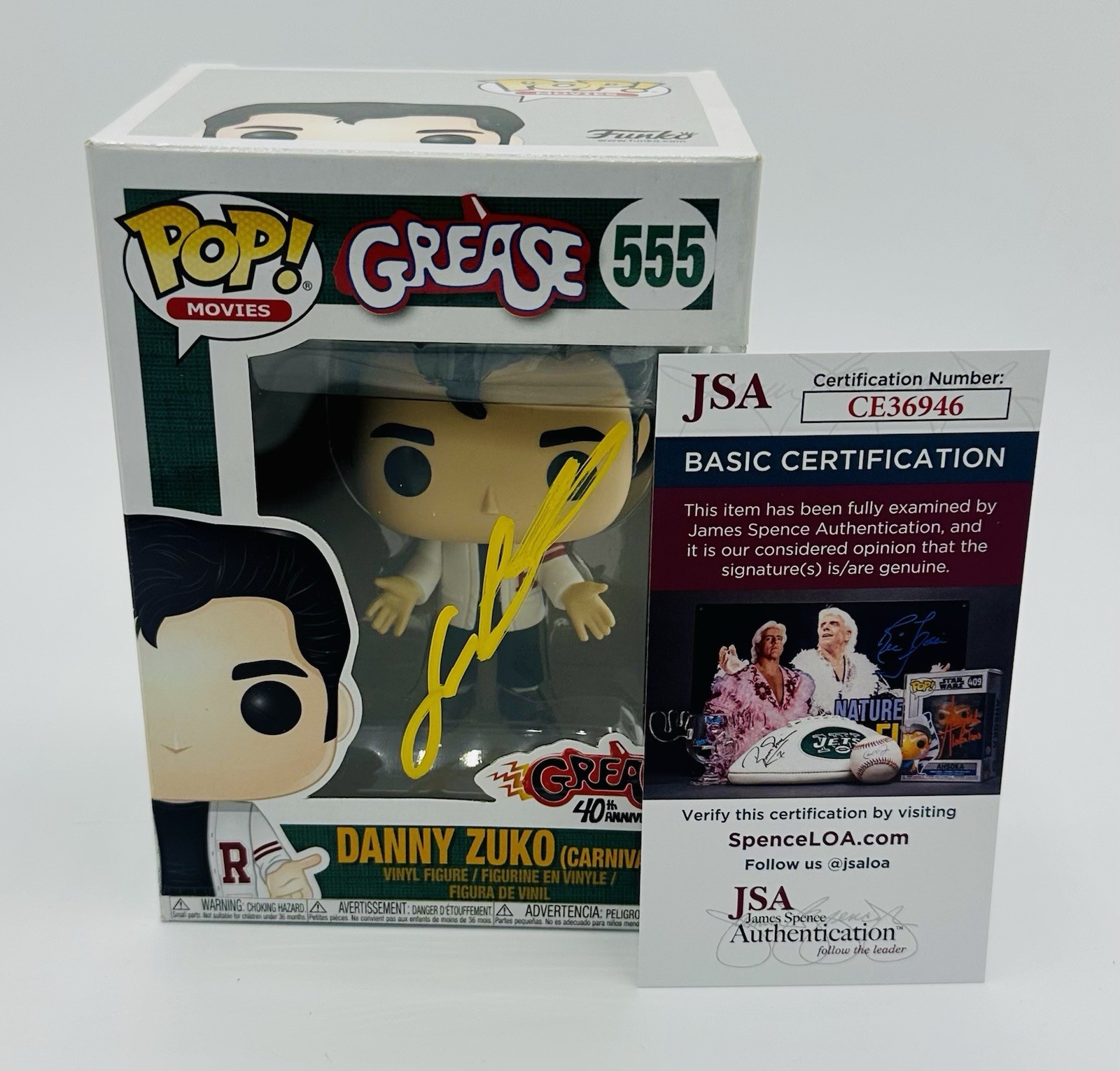 John Travolta Signed Grease Danny Zuko Funko Pop Beckett JSA COA