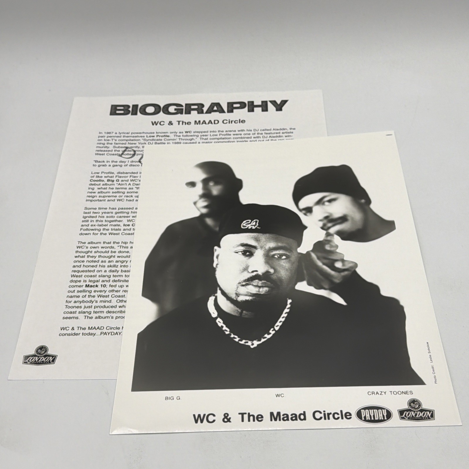 WC and the Maad Circle 1995 Promo 8×10 Photo and Press BIO Sheet 90s Hip Hop