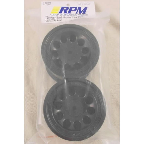 RPM Revolver Black Monster Truck Wheels 14mm Hub/3.2 (2pcs)