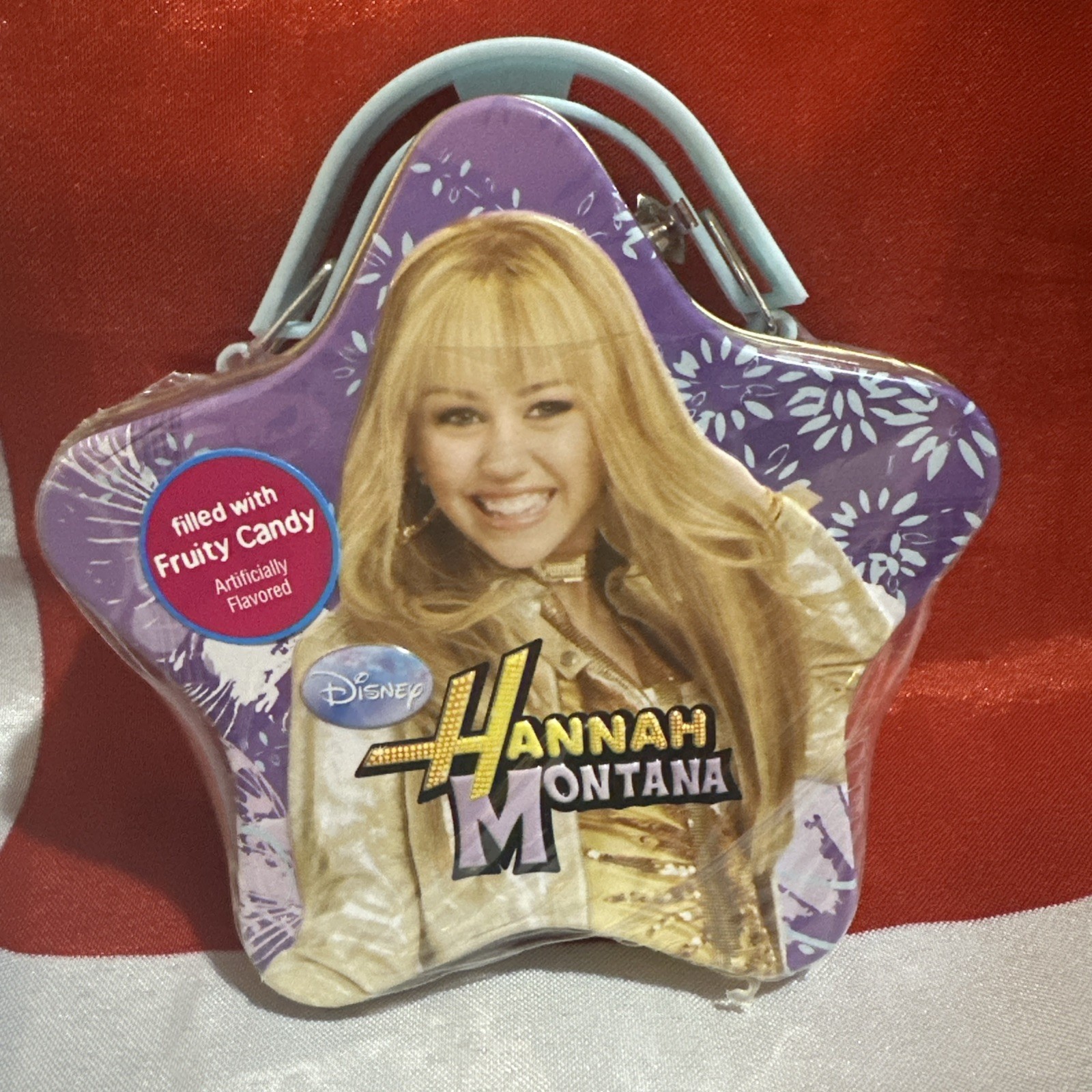 VTG Disney Hannah Montana Frankford Candy Star Shaped Handle Tin Container NOS