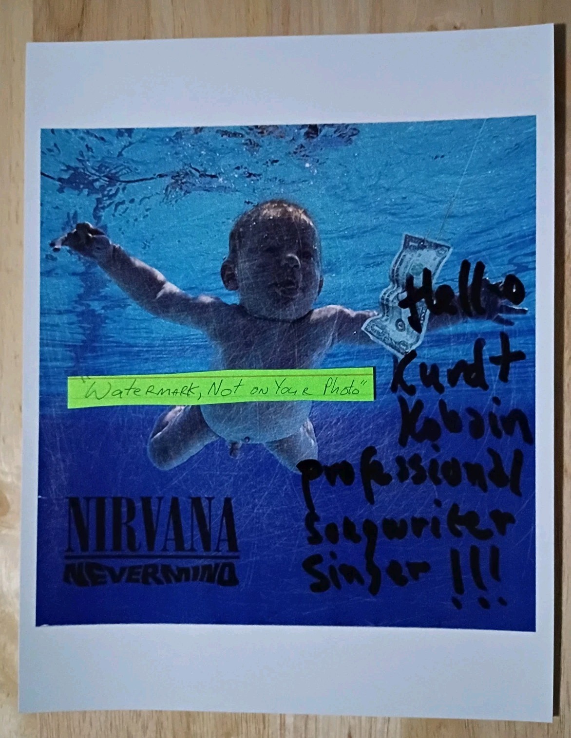 Nirvana Nevermind Kurt Cobain Signed 8.5×11 Glossy Heavyweight Photo,6 Color Ink