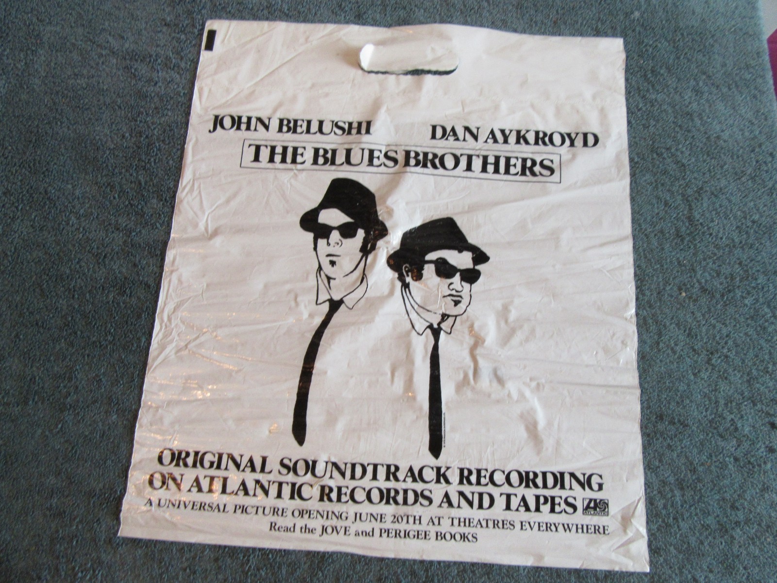 Blues Brothers promo plastic bag John Belushi & Dan Aykroyd soundtrack record