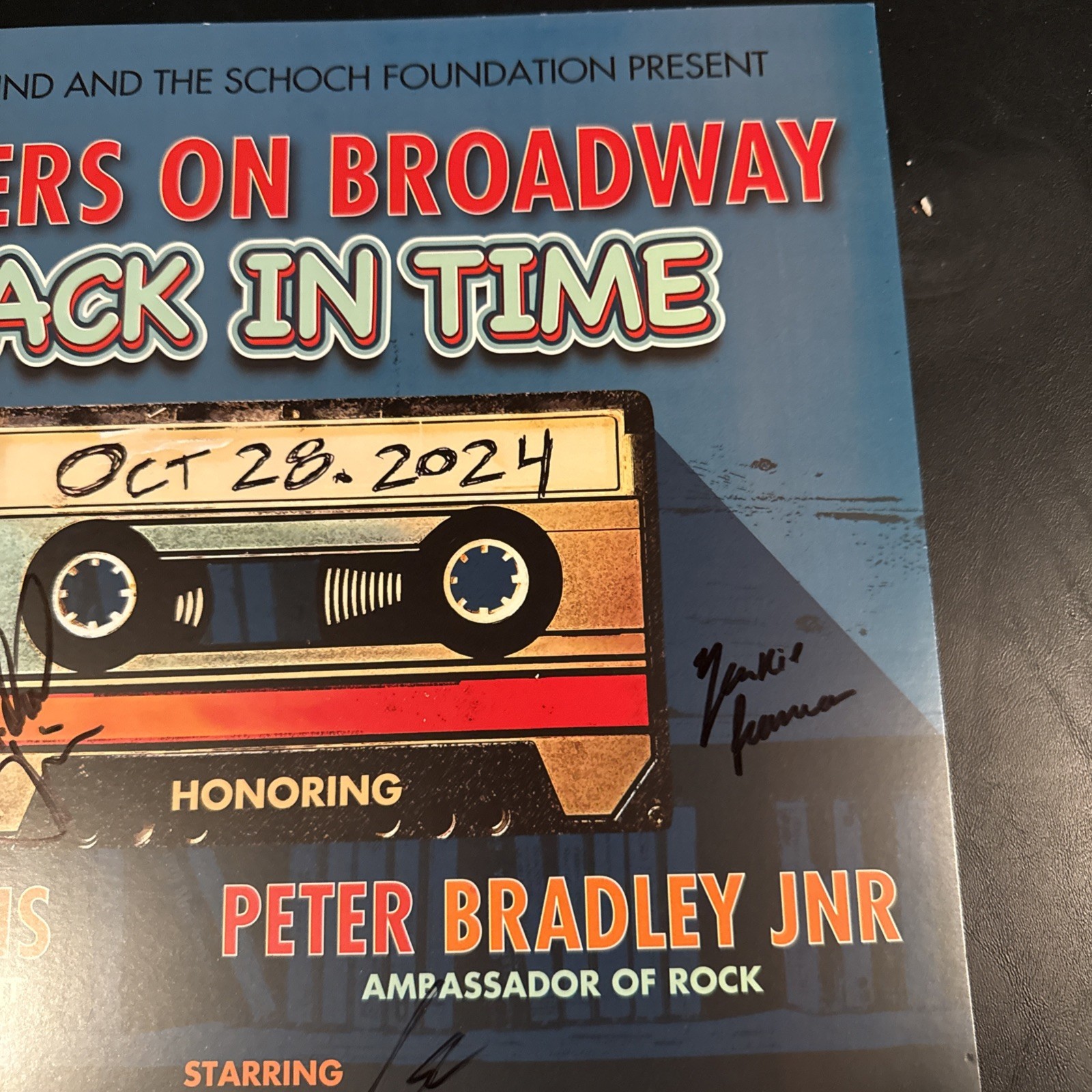 Rockers on Broadway Back in Time 2024 Cast HAND SIGNED 14×22 Window Card