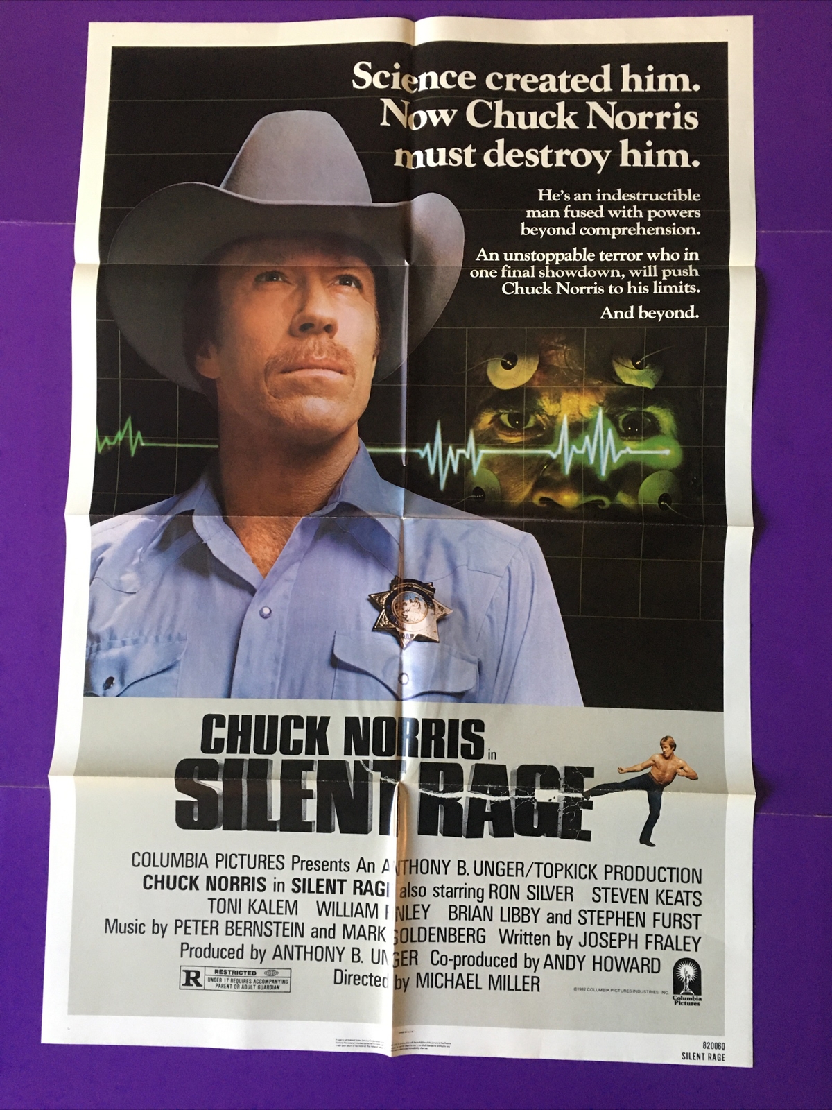 Silent Rage Movie Poster Original One Sheet 1982 Chuck Norris