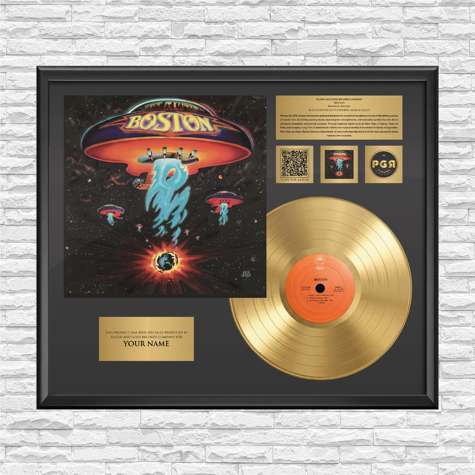 Gold Plated LP Vinyl – Boston – Memorabilia Music Gift | PGR