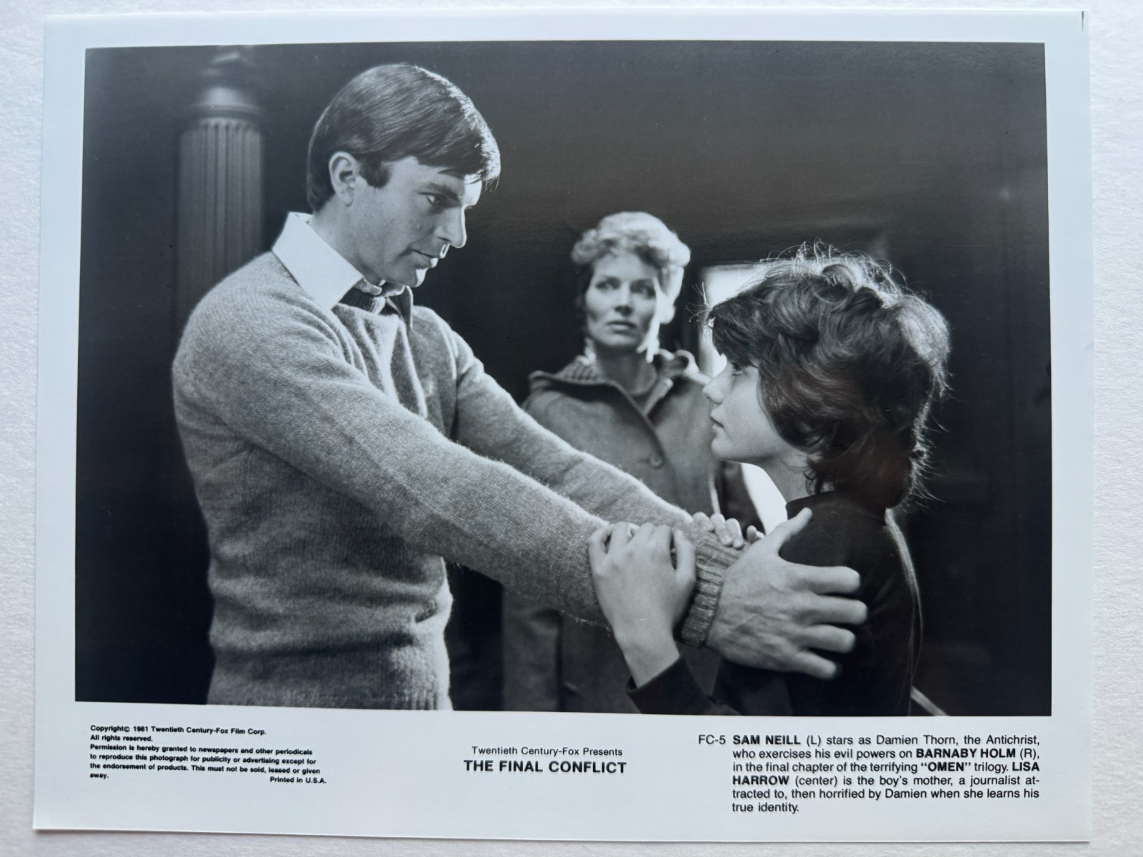 1981 THE FINAL CONFLICT Press Kit Sam Neill Omen Trilogy – 11 Stills
