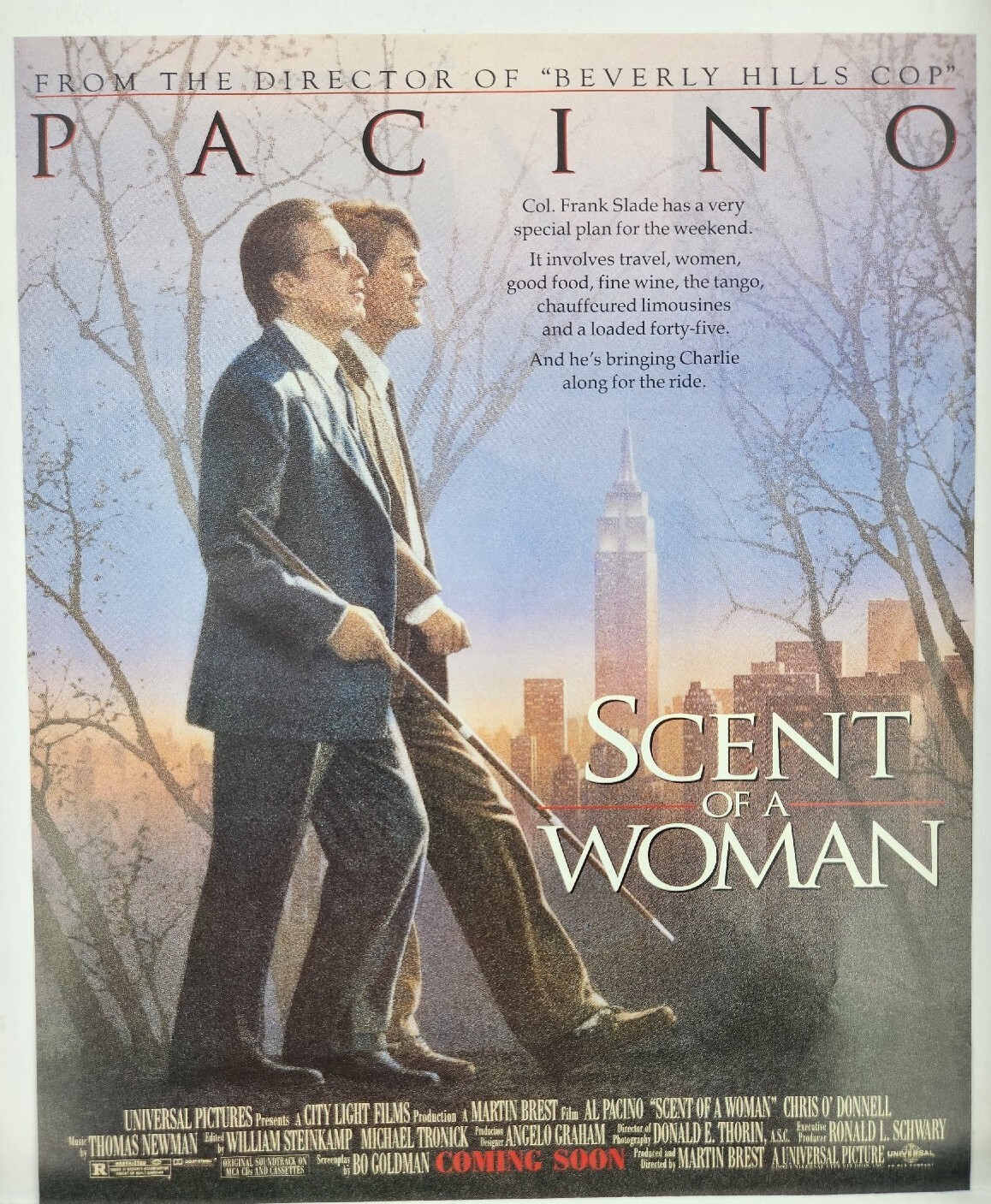 1992 Scent Of A Woman Al Pacino Movie Original Print Ad 90s