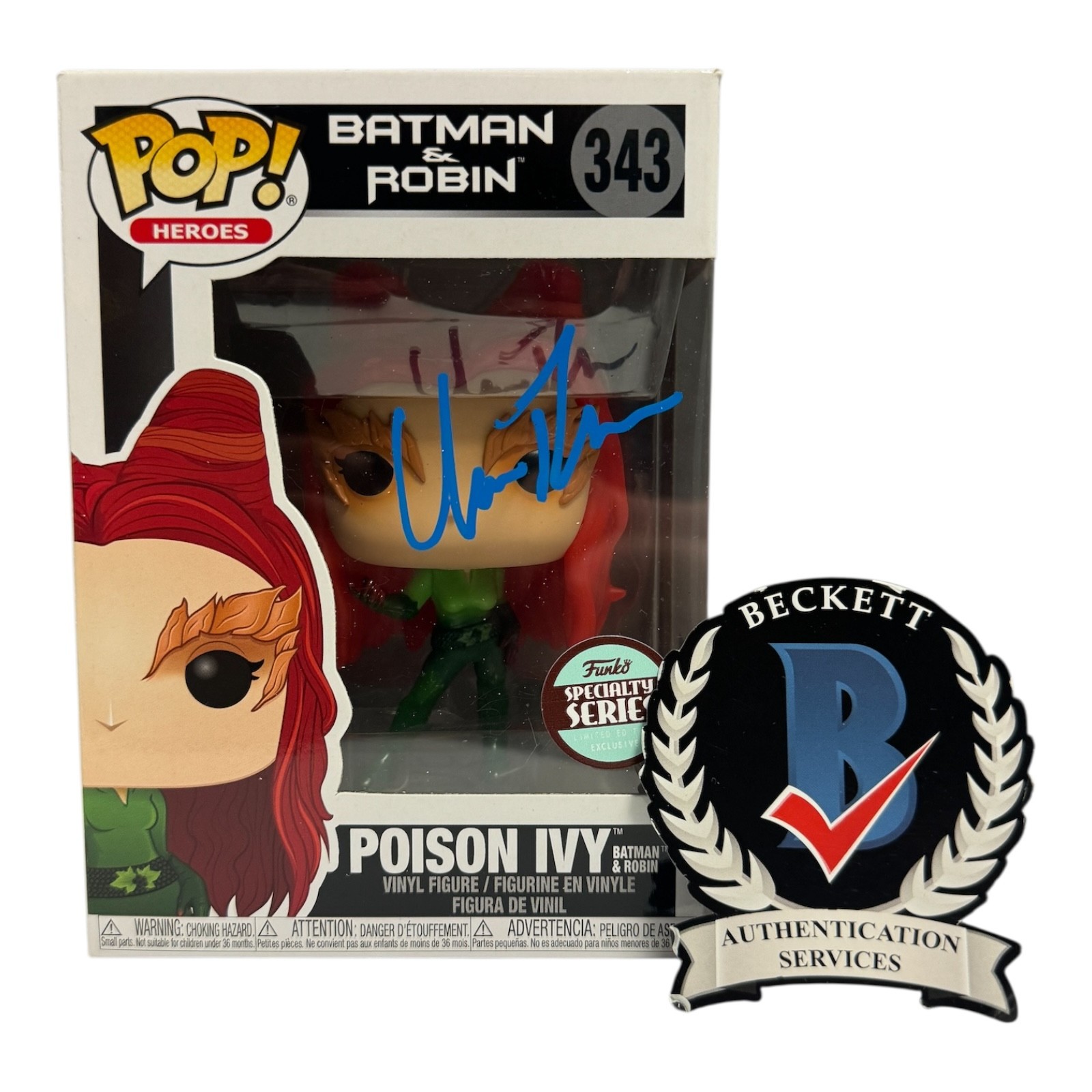 Uma Thurman Signed Autograph Batman & Robin 343 Funko Pop Beckett BAS Poison Ivy