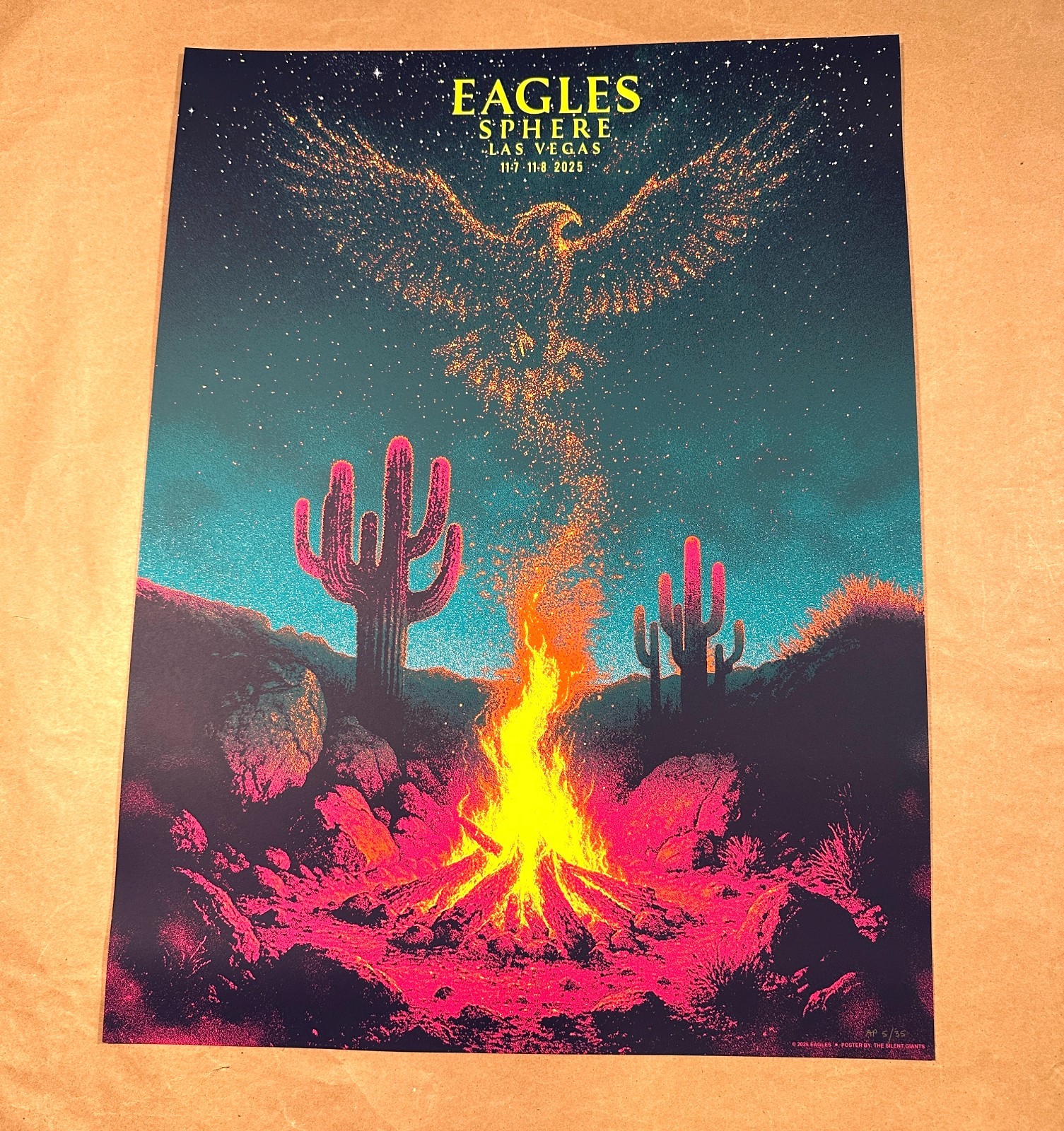 🌵 Official The Eagles Sphere 2025 Show Poster Las Vegas AP 11/7 11/8