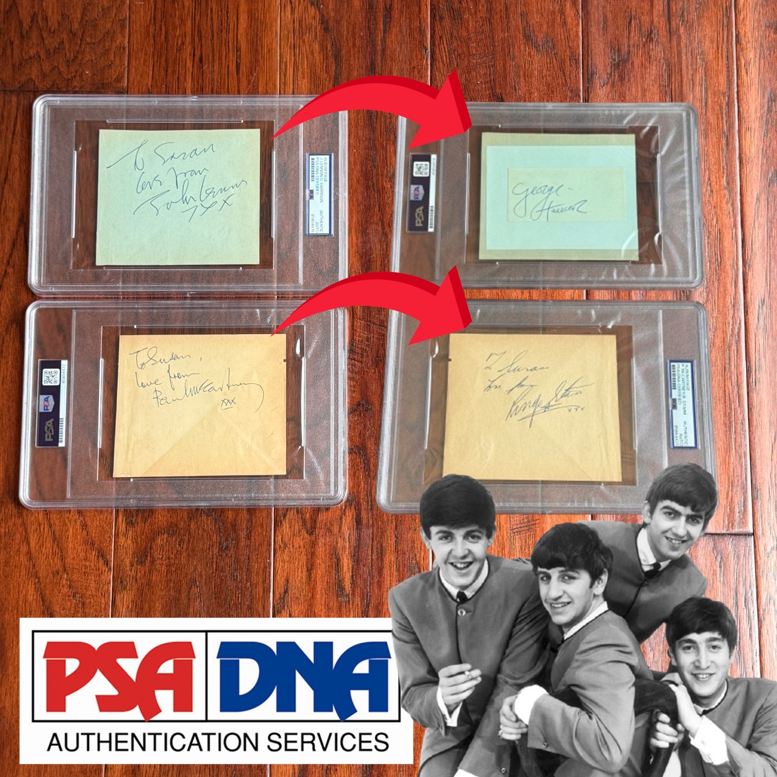 BEATLES Autograph Full Set JOHN LENNON PAUL McCARTNEY HARRISON STARR Signed PSA